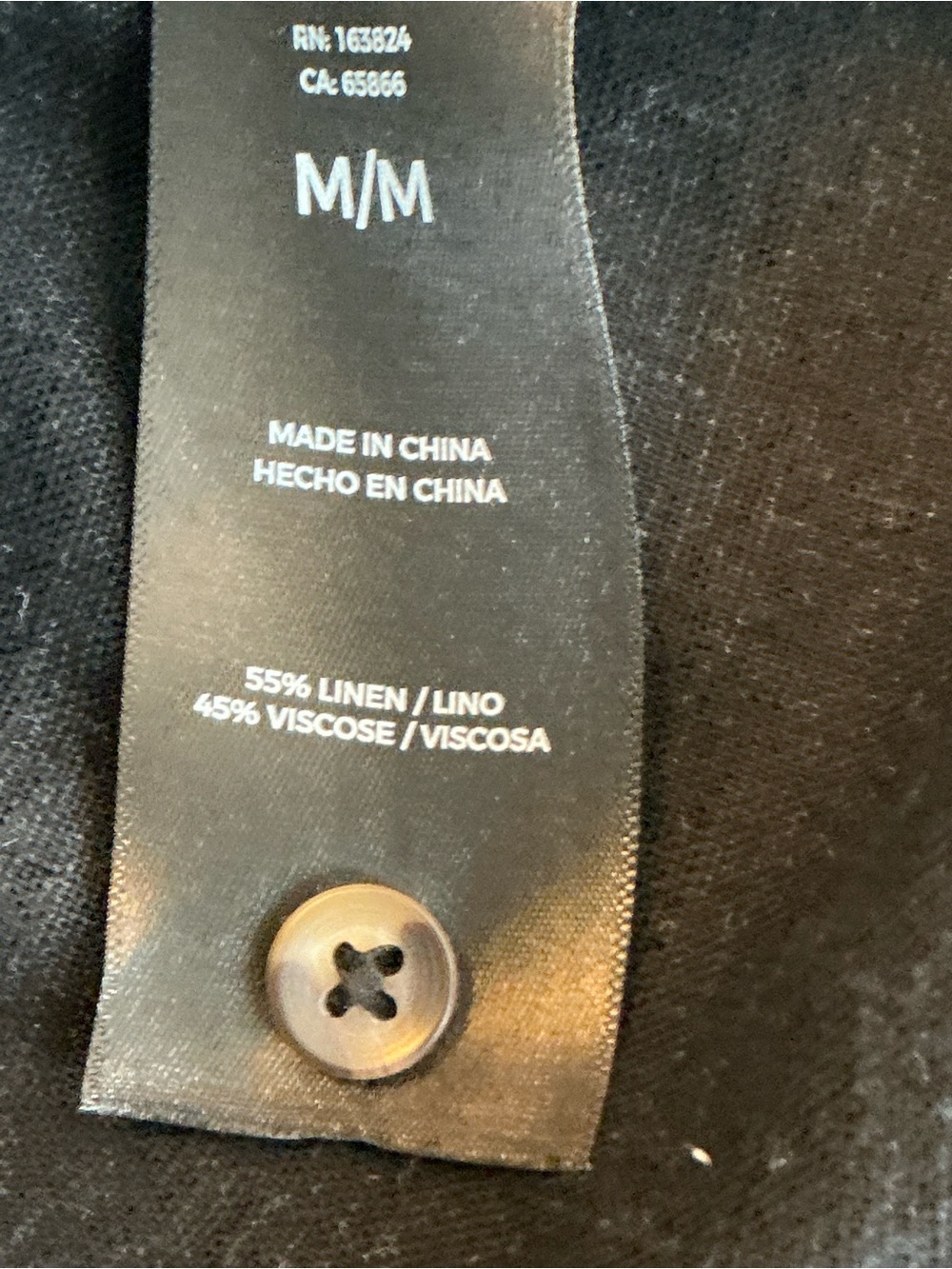 Well Worn Classic Linen Blend Shirt Dress Black Button Front Pockets Sz Medium - Picture 8 of 8